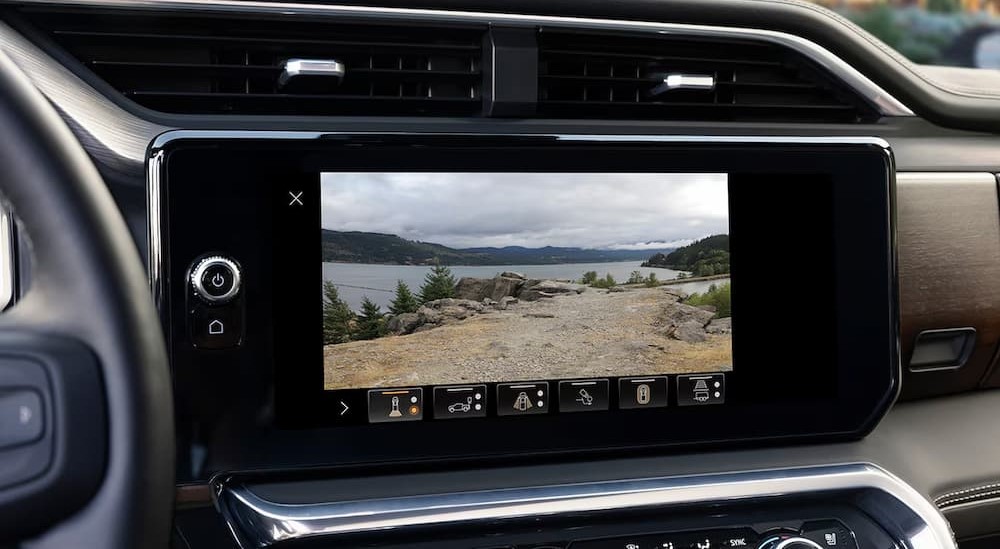Close-up of the infotainment screen in a 2025 GMC Sierra 1500.