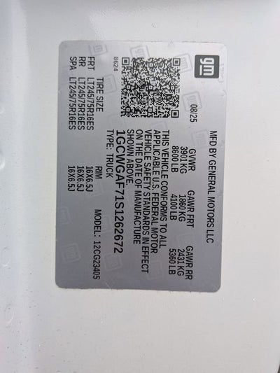 2025 Chevrolet Express Cargo 2500 WT