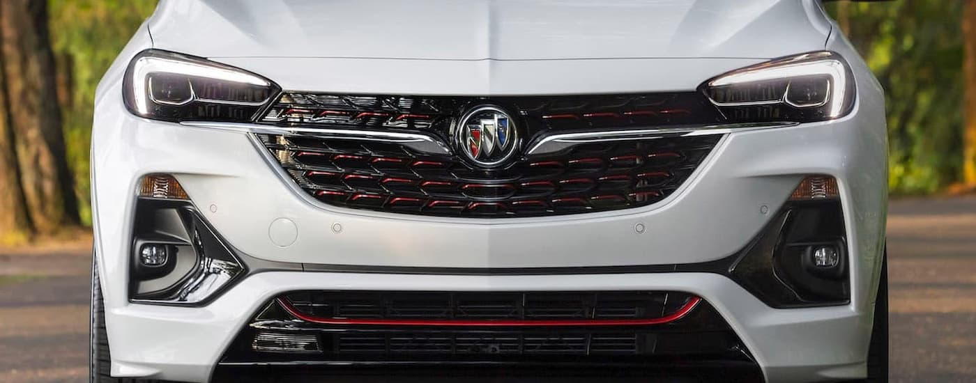 Front grille on a white 2021 Buick Encore GX