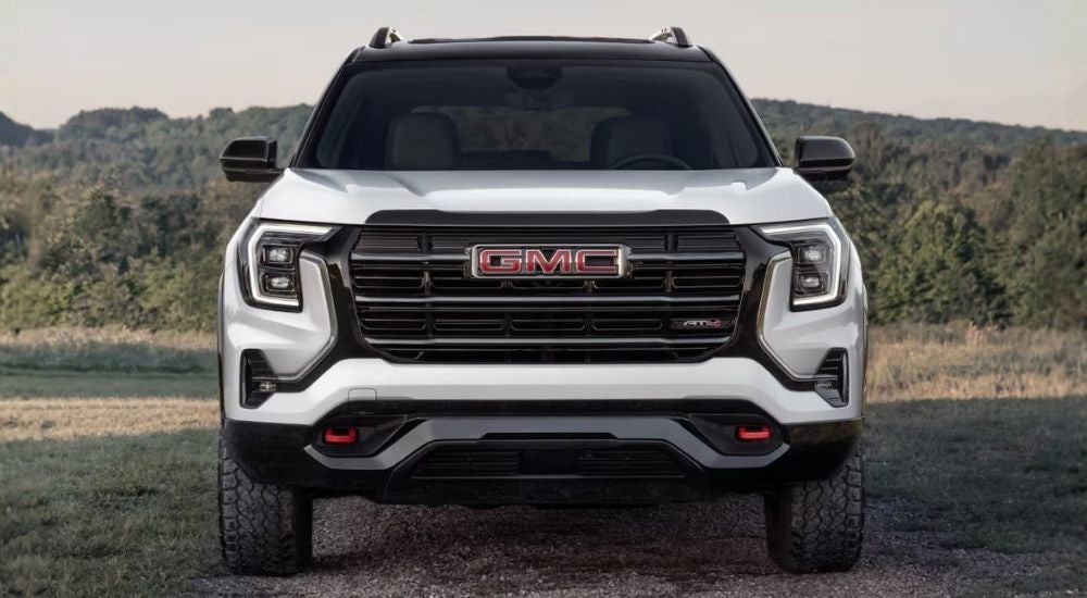 White 2025 GMC Terrain AT4 parked off-road